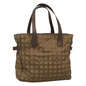 CHANEL New Travel line Tote Bag Nylon Khaki CC